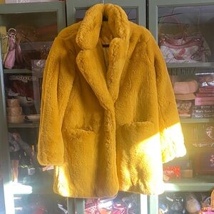 Yellow Faux Fur Coat
